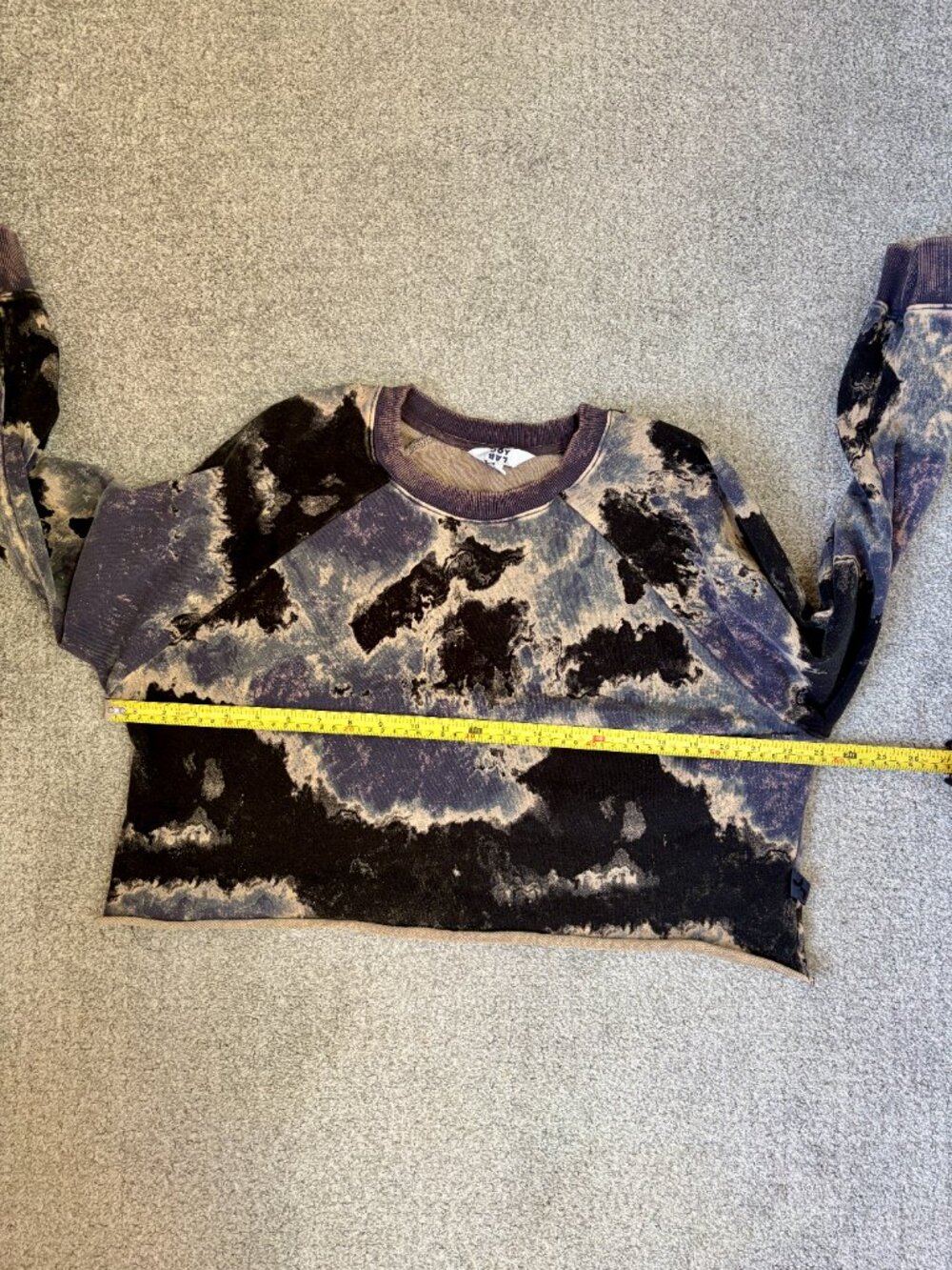 Indie Sleeze JoyLab Cloud Wash Tie Dye Cropped Crew Sweatshirt Blue Black Size M - Picture 9 of 9